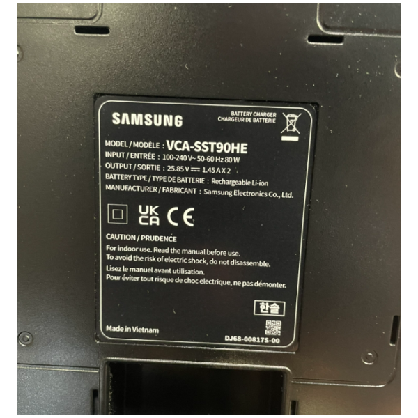 Samsung Jet 90 Pet Cordless VS20R9042T2 Charging Station (part missing)