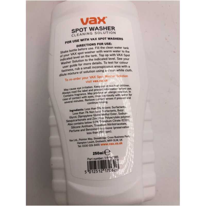 Vax Spot Washer Cleaning Solution 250ml