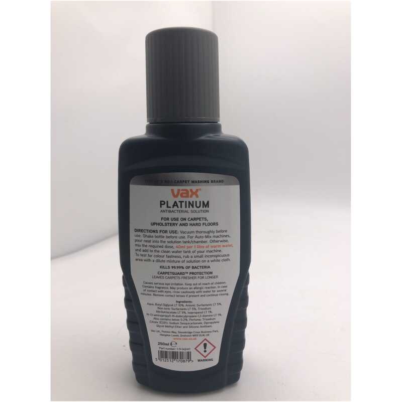 Vax Platinum Antibacterial Solution 250ml
