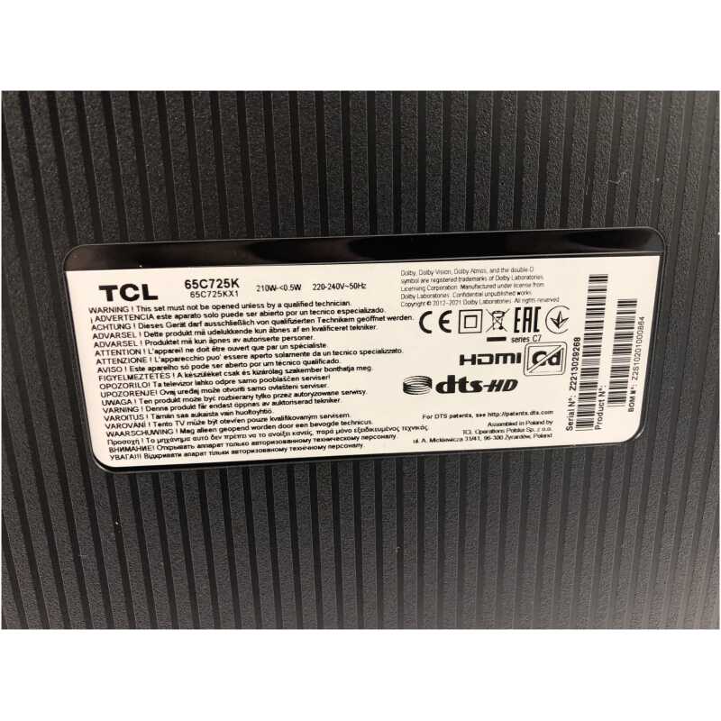 TCL 65C725K 65" Smart 4K Ultra HD HDR QLED TV with Google Assistant